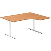 Ergonomisk hev senk skrivebord DNA, Bøk 1600x1200 mm Høyre 2-bein/Hvitt