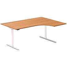 Ergonomisk hev senk skrivebord DNA, Bøk 1800x1200 mm Høyre 2-bein/Hvitt